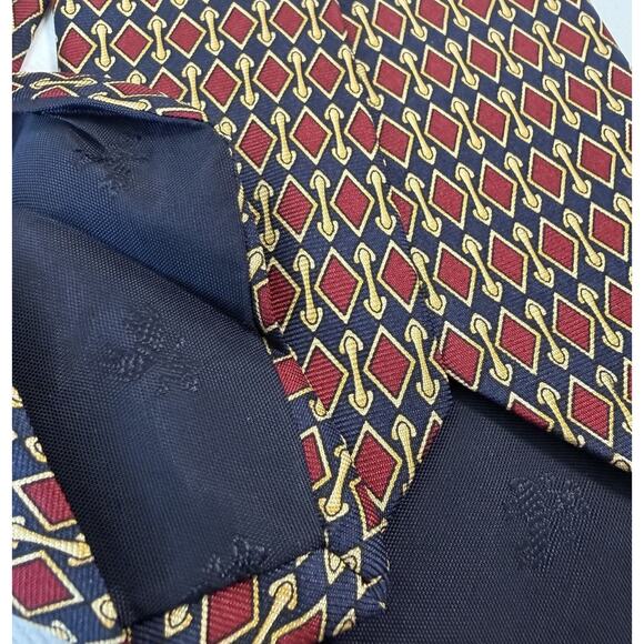Vintage Brooks Brothers Makers Tie All Silk USA Geometric Red Gold Navy 80s-90s - Picture 8 of 16